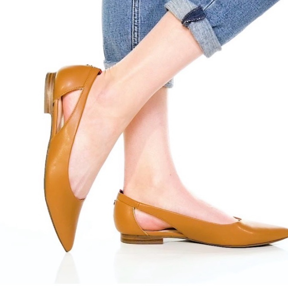 Tommy Hilfiger Cognac Velahi Pointed Toe Slingback Flats - Picture 1 of 8